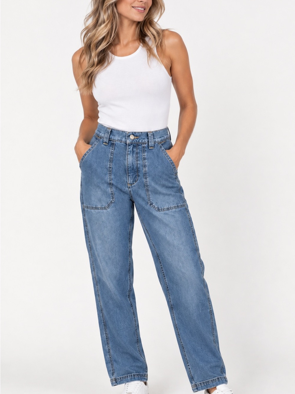 Old Navy Light Blue Wide-Leg High-Rise Jeans